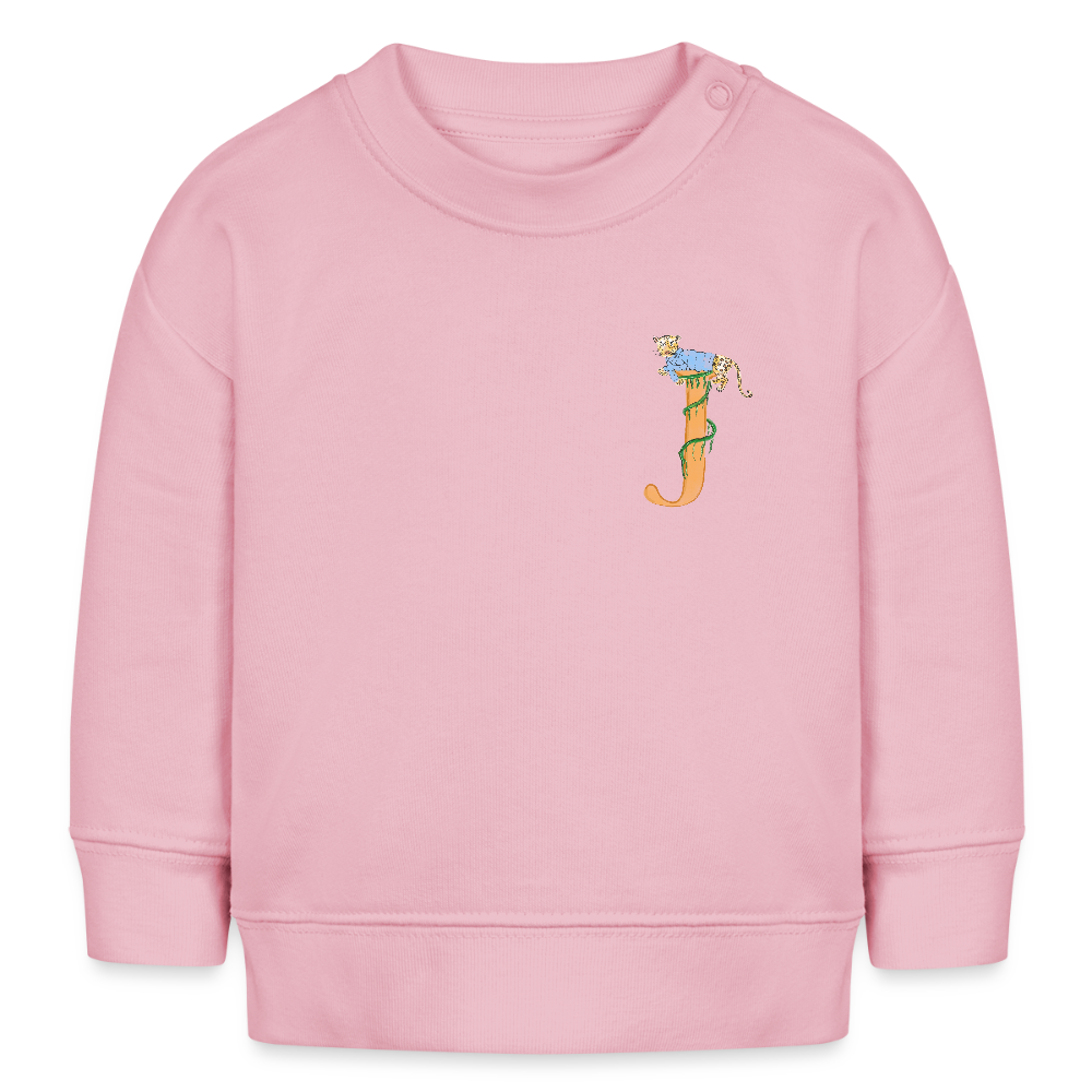 Baby Sweatshirt personalisiert – Bio-Baumwolle Buchstabe "J" blau - Hellrosa