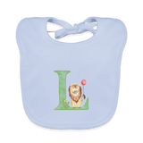 Baby Lätzchen personalisiert – Bio-Baumwolle mit Buchstabe "L" 🌱🍼 - sky Blue