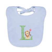 Baby Lätzchen personalisiert – Bio-Baumwolle mit Buchstabe "L" 🌱🍼 - sky Blue