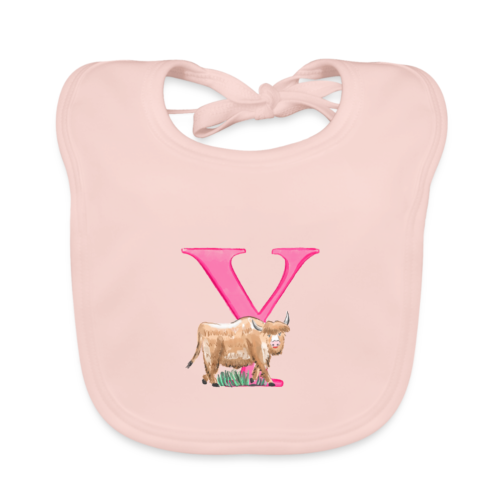 Baby Lätzchen personalisiert – Bio-Baumwolle mit Buchstabe "Y" 🌱🍼 - Rose