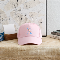 Kinder Snapback Cap personalisiert –  mit Anfangsbuchstaben "X" - Hellrosa