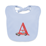 Baby Lätzchen personalisiert – Bio-Baumwolle mit Buchstabe "A" 🌱🍼 - sky Blue