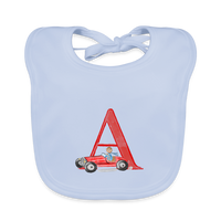 Baby Lätzchen personalisiert – Bio-Baumwolle mit Buchstabe "A" 🌱🍼 - sky Blue