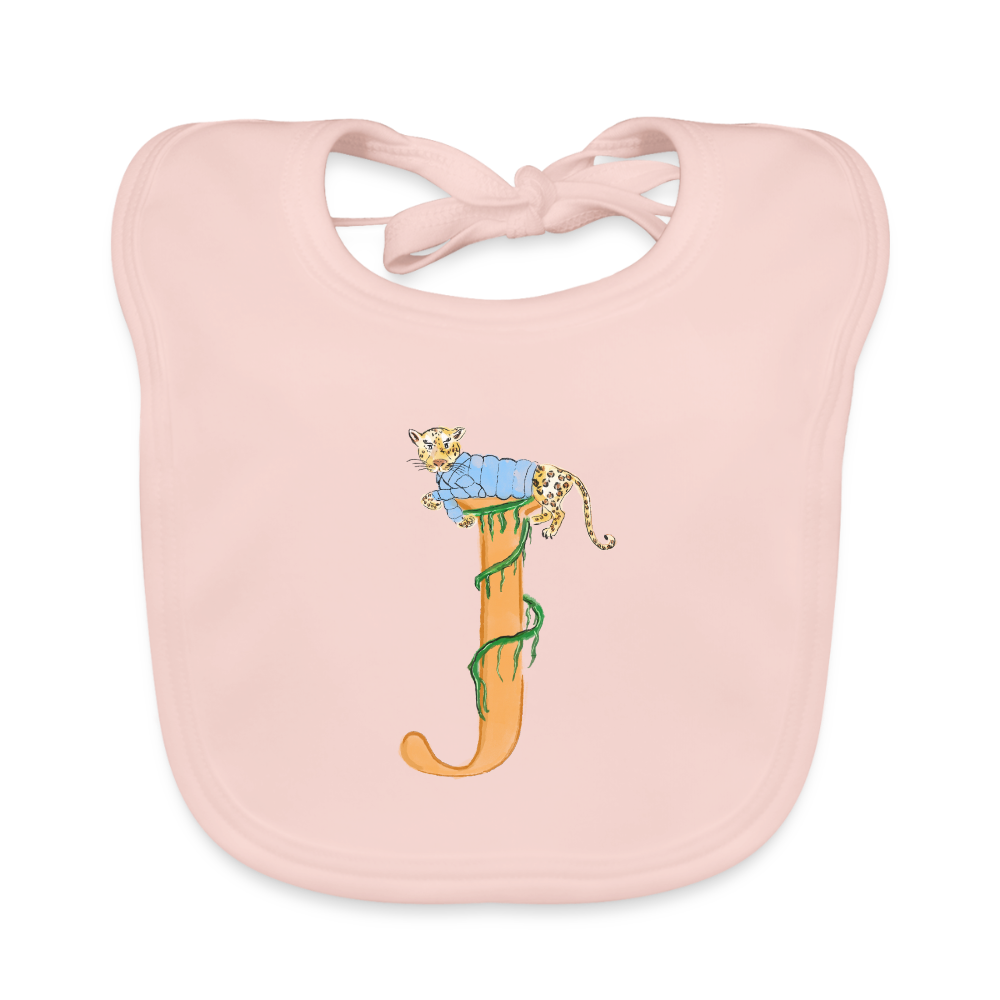 Baby Lätzchen personalisiert – Bio-Baumwolle mit Buchstabe "J" 🌱🍼 - Rose