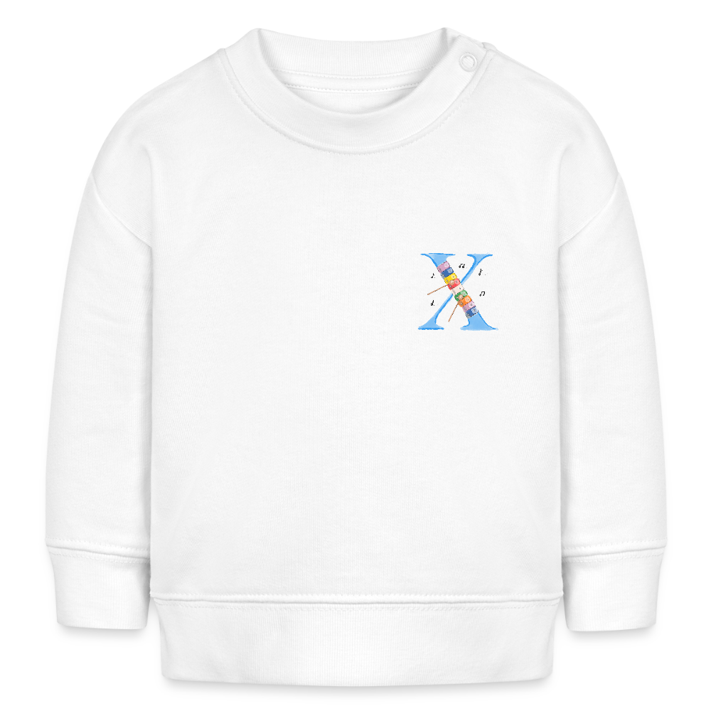 Baby Sweatshirt personalisiert – Bio-Baumwolle Buchstabe "X" - Weiß