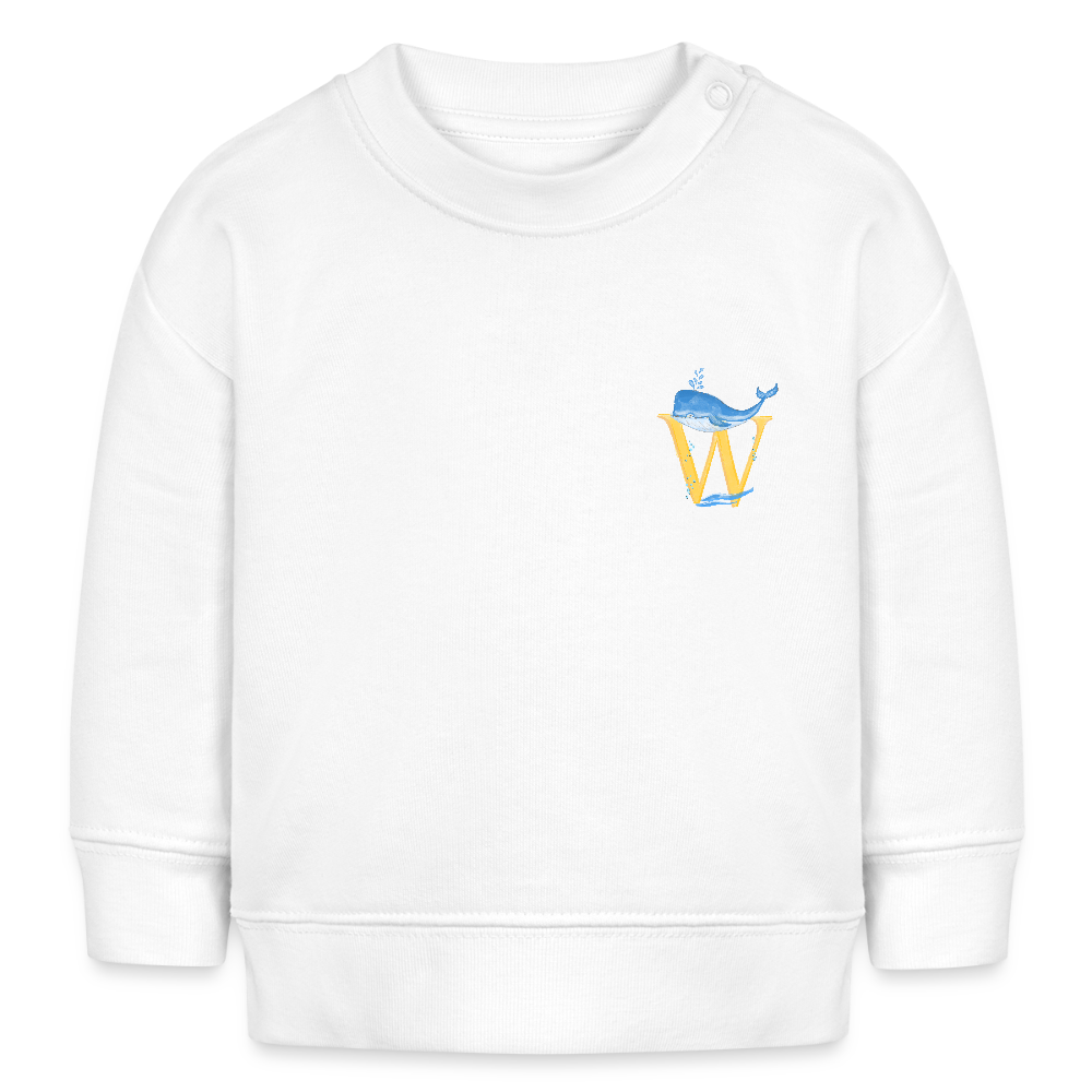 Baby Sweatshirt personalisiert – Bio-Baumwolle Buchstabe "W" - Weiß