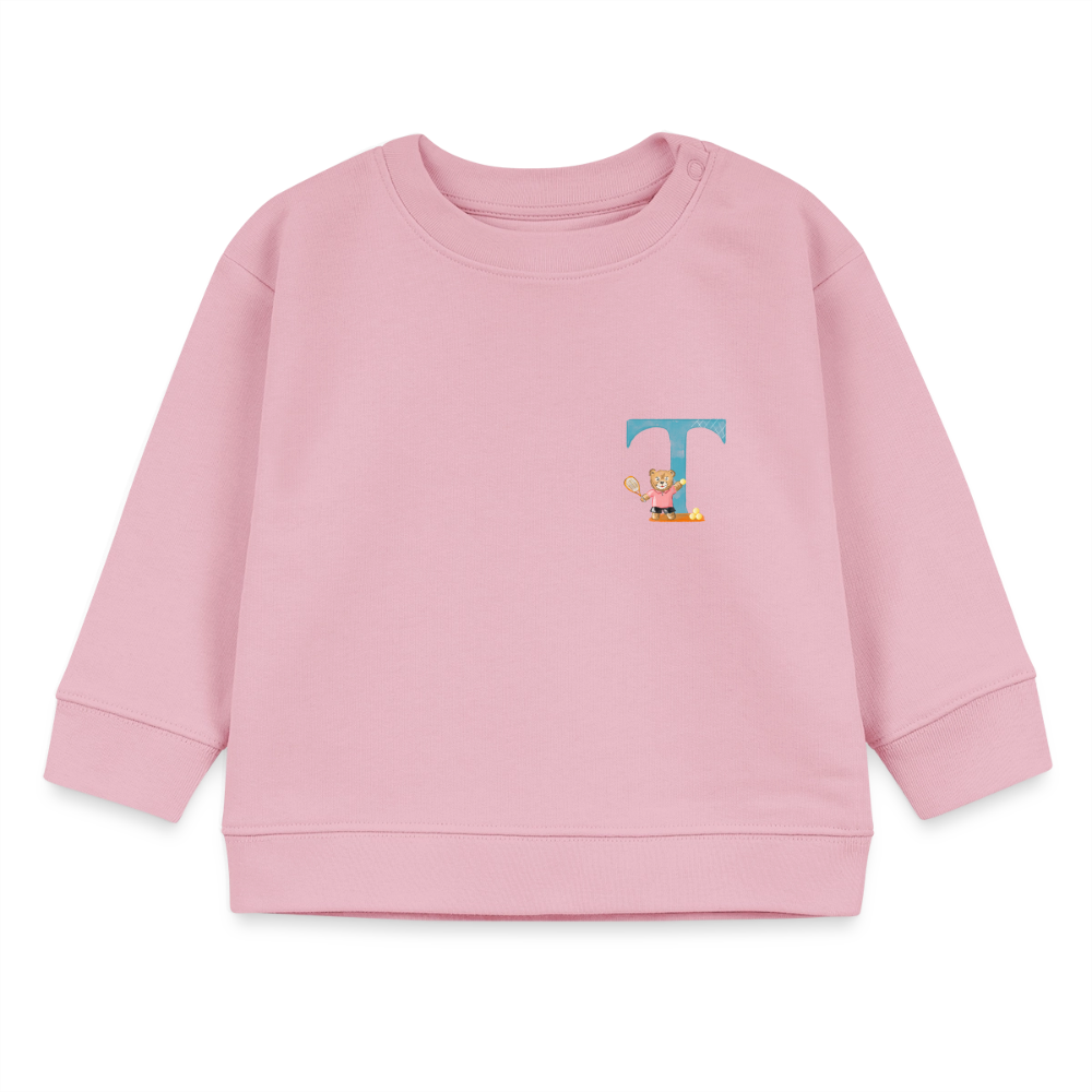 Baby Sweatshirt personalisiert – Bio-Baumwolle Buchstabe "T" - Hellrosa