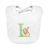 Baby Lätzchen personalisiert – Bio-Baumwolle mit Buchstabe "L" 🌱🍼 - Weiß