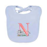 Baby Lätzchen personalisiert – Bio-Baumwolle mit Buchstabe "N" 🌱🍼 - sky Blue