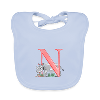 Baby Lätzchen personalisiert – Bio-Baumwolle mit Buchstabe "N" 🌱🍼 - sky Blue