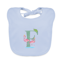 Baby Lätzchen personalisiert – Bio-Baumwolle mit Buchstabe "F" 🌱🍼 - sky Blue