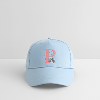 Kinder Snapback Cap personalisiert –  mit Anfangsbuchstaben "P" Pinguin - Hellblau