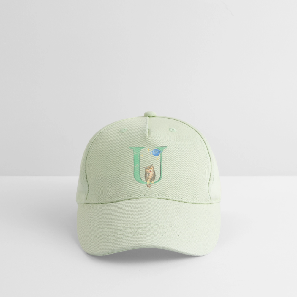 Kinder Snapback Cap personalisiert –  mit Anfangsbuchstaben "U" - Helles Mintgrün