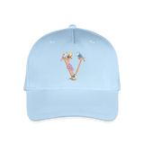 Kinder Snapback Cap personalisiert –  mit Anfangsbuchstaben "V" - Hellblau