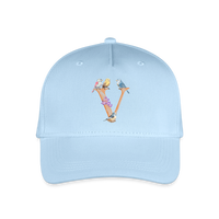 Kinder Snapback Cap personalisiert –  mit Anfangsbuchstaben "V" - Hellblau