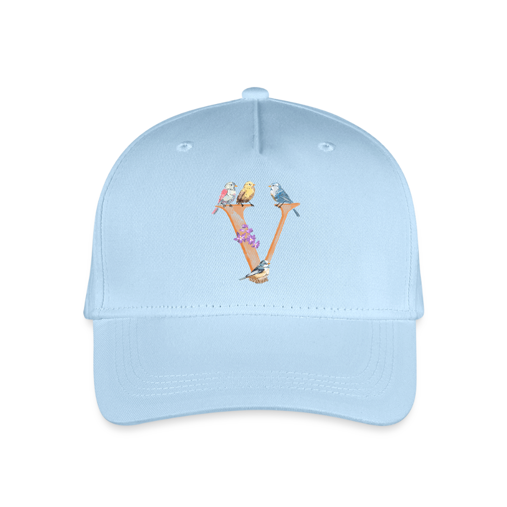 Kinder Snapback Cap personalisiert –  mit Anfangsbuchstaben "V" - Hellblau