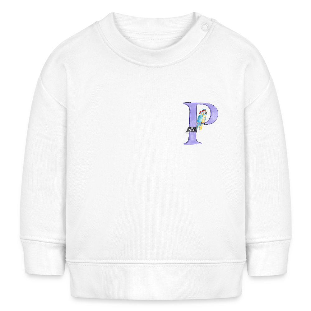 Baby Sweatshirt personalisiert – Bio-Baumwolle Buchstabe "P" - Weiß