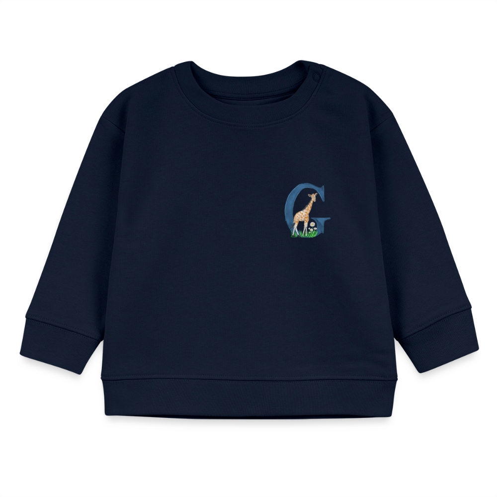 Baby Sweatshirt personalisiert – Bio-Baumwolle Buchstabe "G" - Navy