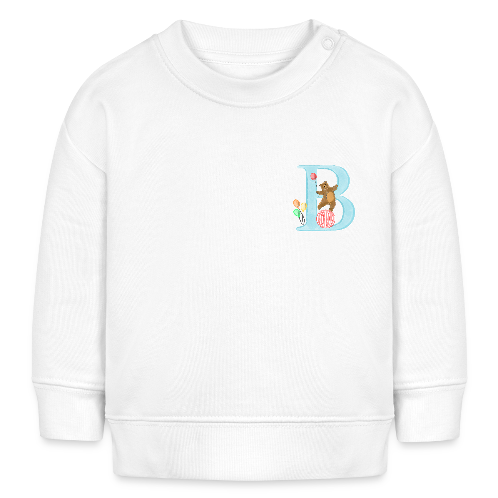 Baby Sweatshirt personalisiert – Bio-Baumwolle Buchstabe "B" - Weiß