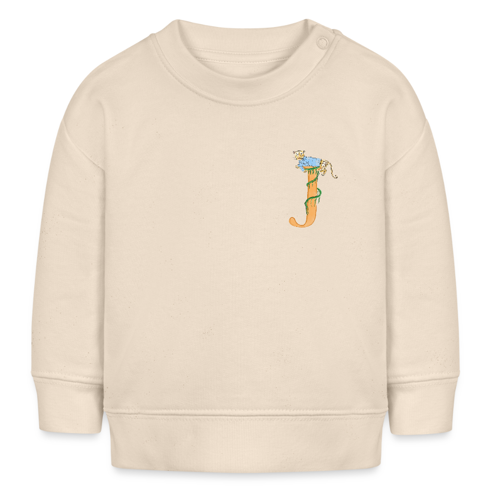 Baby Sweatshirt personalisiert – Bio-Baumwolle Buchstabe "J" blau - Weißgrau