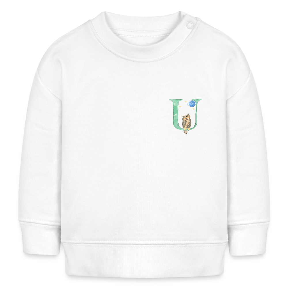 Baby Sweatshirt personalisiert – Bio-Baumwolle Buchstabe "U" - Weiß