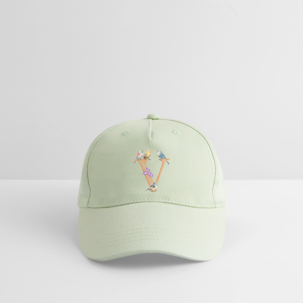 Kinder Snapback Cap personalisiert –  mit Anfangsbuchstaben "V" - Helles Mintgrün