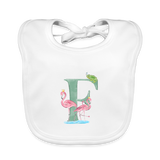 Baby Lätzchen personalisiert – Bio-Baumwolle mit Buchstabe "F" 🌱🍼 - Weiß