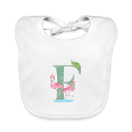 Baby Lätzchen personalisiert – Bio-Baumwolle mit Buchstabe "F" 🌱🍼 - Weiß