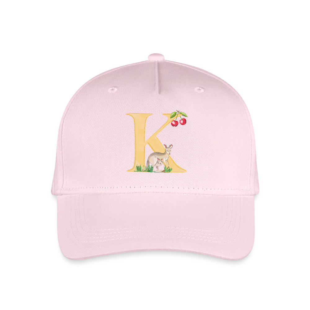 Kinder Snapback Cap personalisiert –  mit Anfangsbuchstaben "K" - Hellrosa