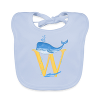 Baby Lätzchen personalisiert – Bio-Baumwolle mit Buchstabe "W" 🌱🍼 - sky Blue