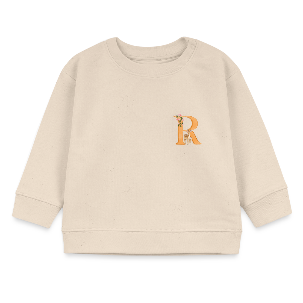 Baby Sweatshirt personalisiert – Bio-Baumwolle Buchstabe "R" - Weißgrau