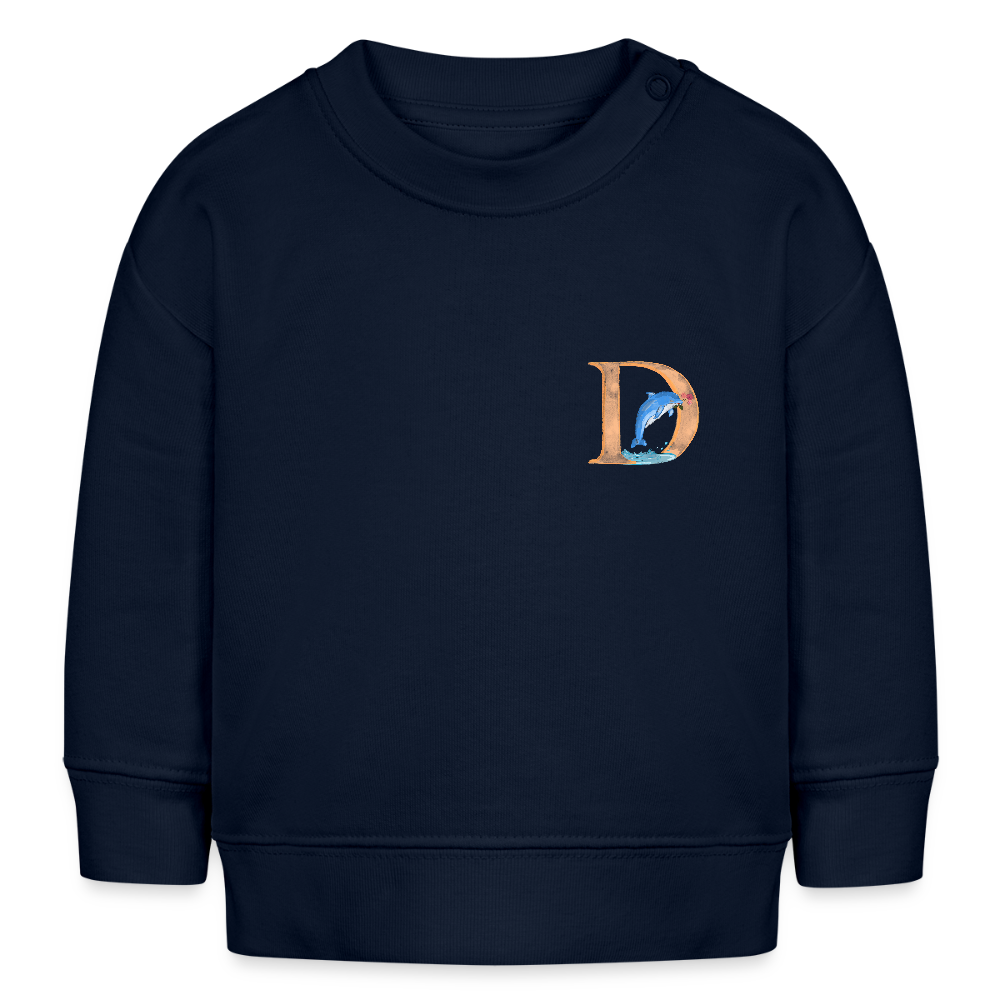 Baby Sweatshirt personalisiert – Bio-Baumwolle Buchstabe "D" - Navy