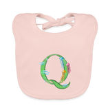 Baby Lätzchen personalisiert – Bio-Baumwolle mit Buchstabe "Q" 🌱🍼 - Rose