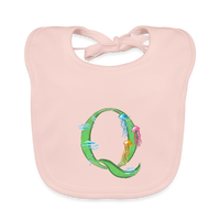 Baby Lätzchen personalisiert – Bio-Baumwolle mit Buchstabe "Q" 🌱🍼 - Rose