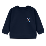 Baby Sweatshirt personalisiert – Bio-Baumwolle Buchstabe "X" - Navy