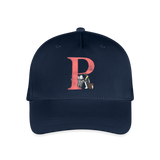 Kinder Snapback Cap personalisiert –  mit Anfangsbuchstaben "P" Pinguin - Navy
