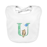 Baby Lätzchen personalisiert – Bio-Baumwolle mit Buchstabe "U" 🌱🍼 - Weiß