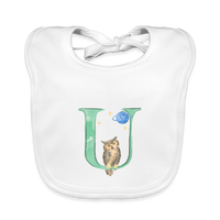 Baby Lätzchen personalisiert – Bio-Baumwolle mit Buchstabe "U" 🌱🍼 - Weiß