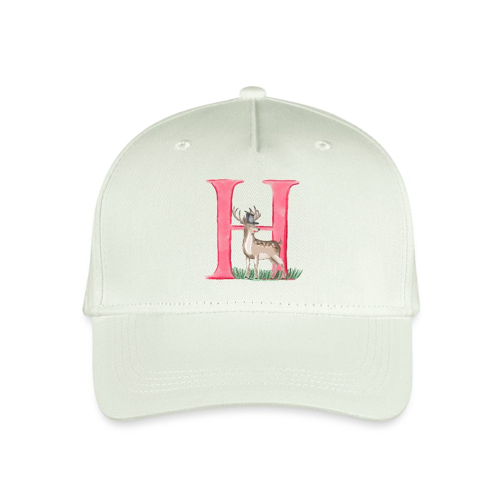 Kinder Snapback Cap personalisiert –  mit Anfangsbuchstaben "H" Hirsch - Helles Mintgrün