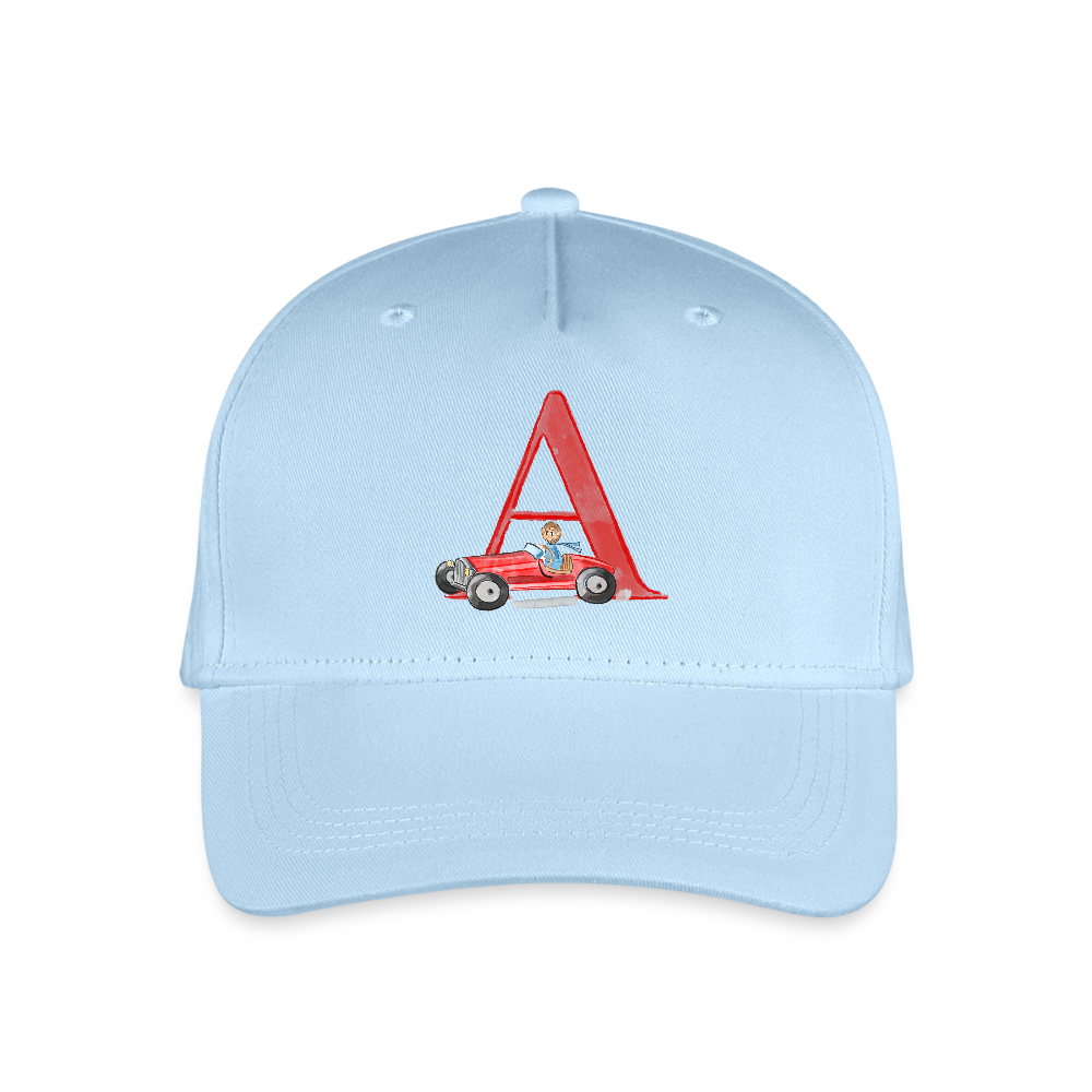 Kinder Snapback Cap personalisiert –  mit Anfangsbuchstaben "A" - Hellblau