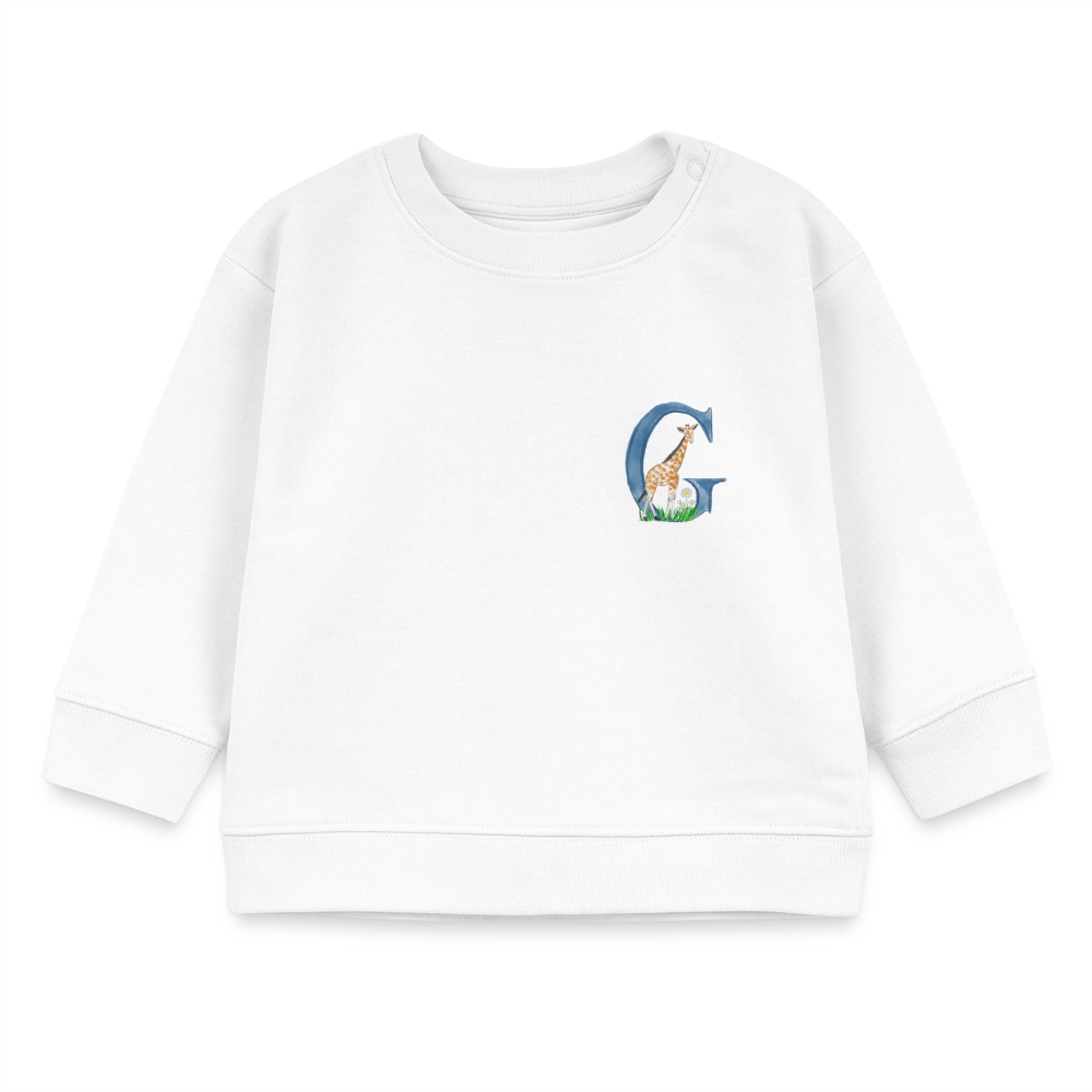Baby Sweatshirt personalisiert – Bio-Baumwolle Buchstabe "G" - Weiß