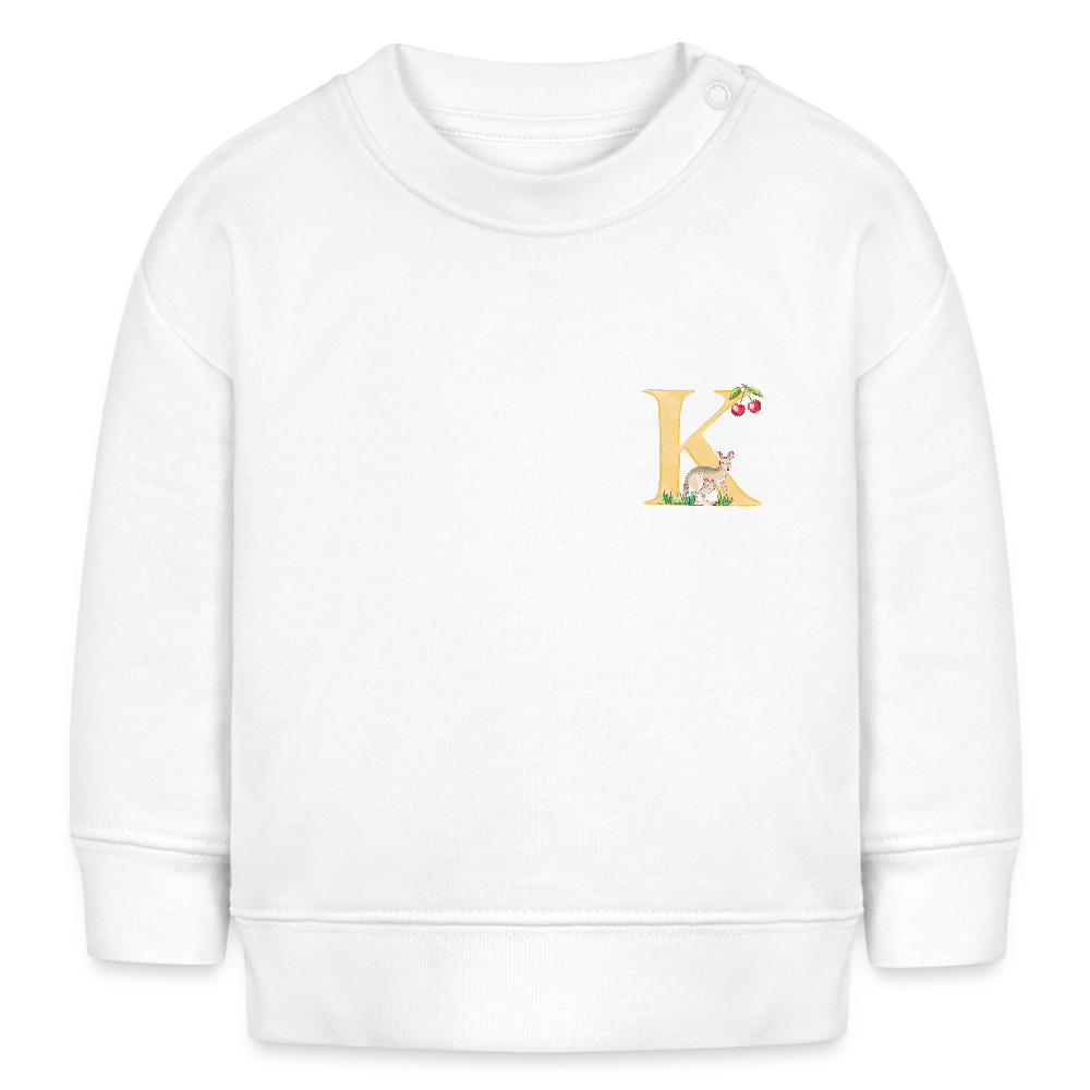 Baby Sweatshirt personalisiert – Bio-Baumwolle Buchstabe "K" - Weiß