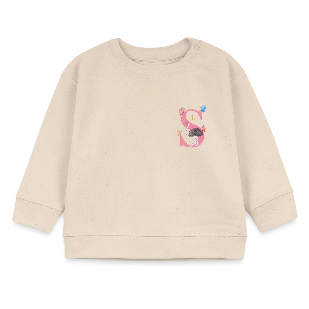 Baby Sweatshirt personalisiert – Bio-Baumwolle Buchstabe "S" - Weißgrau