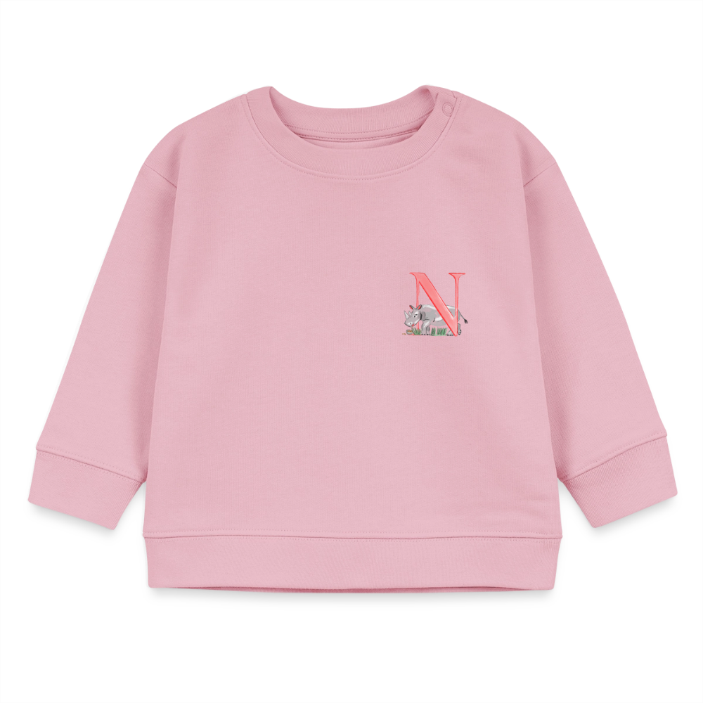 Baby Sweatshirt personalisiert – Bio-Baumwolle Buchstabe "N" - Hellrosa