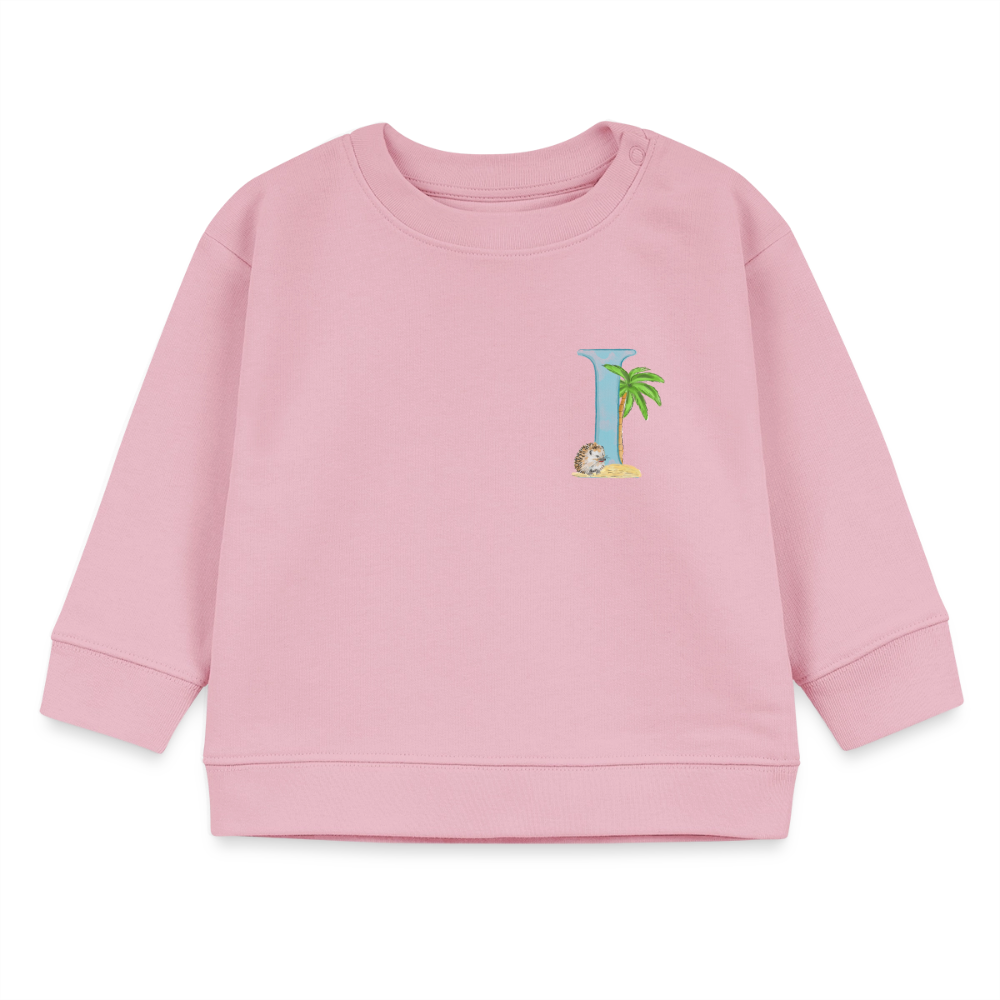 Baby Sweatshirt personalisiert – Bio-Baumwolle Buchstabe "I" - Hellrosa