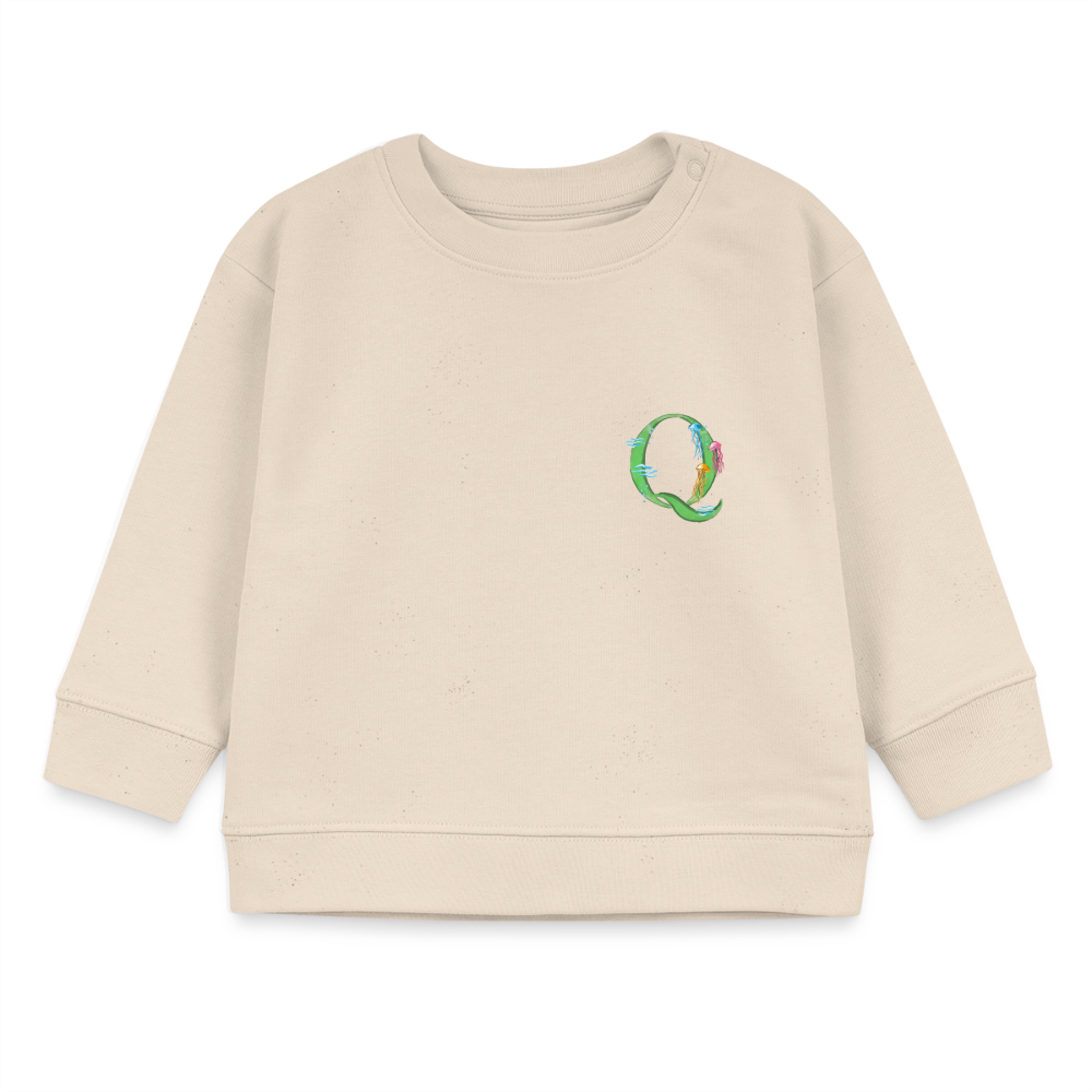 Baby Sweatshirt personalisiert – Bio-Baumwolle Buchstabe "Q" - Weißgrau