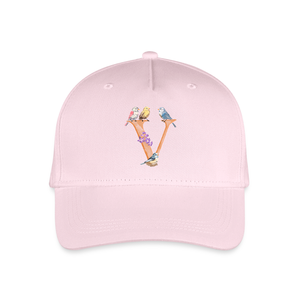 Kinder Snapback Cap personalisiert –  mit Anfangsbuchstaben "V" - Hellrosa