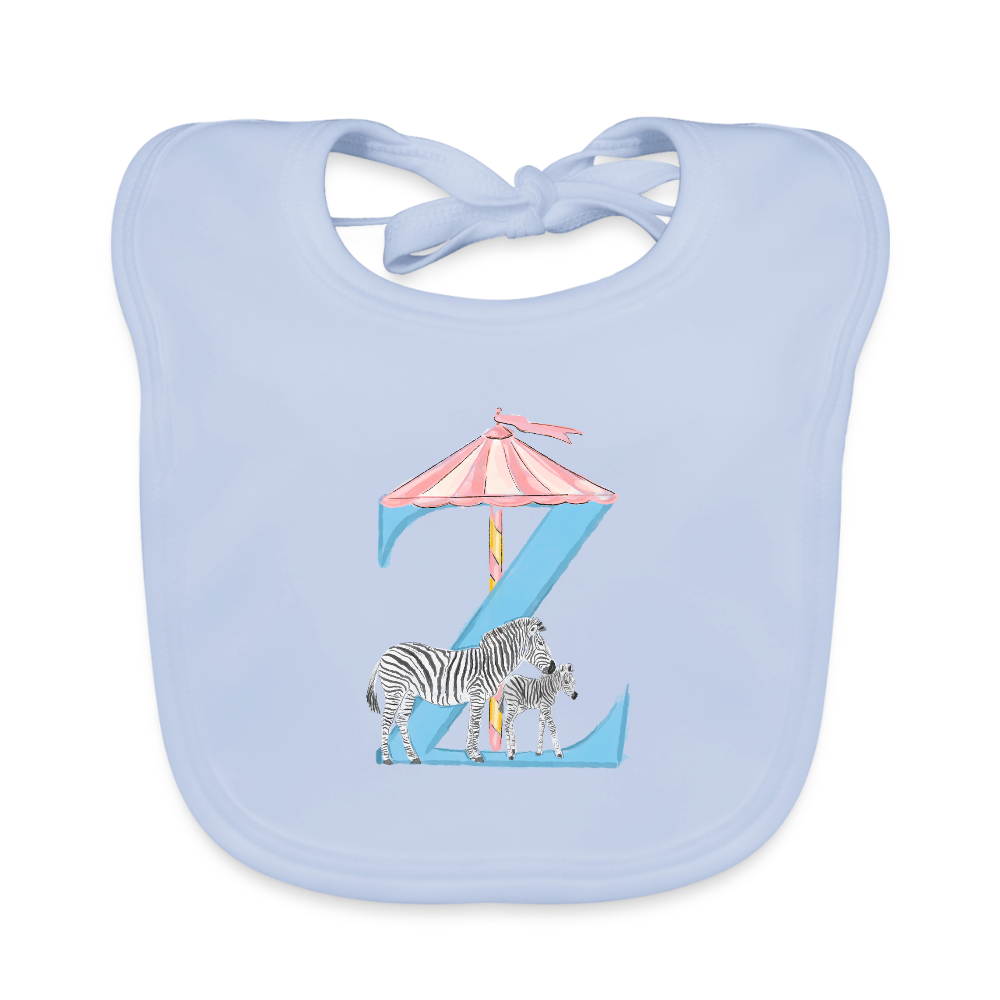 Baby Lätzchen personalisiert – Bio-Baumwolle mit Buchstabe "Z" 🌱🍼 - sky Blue
