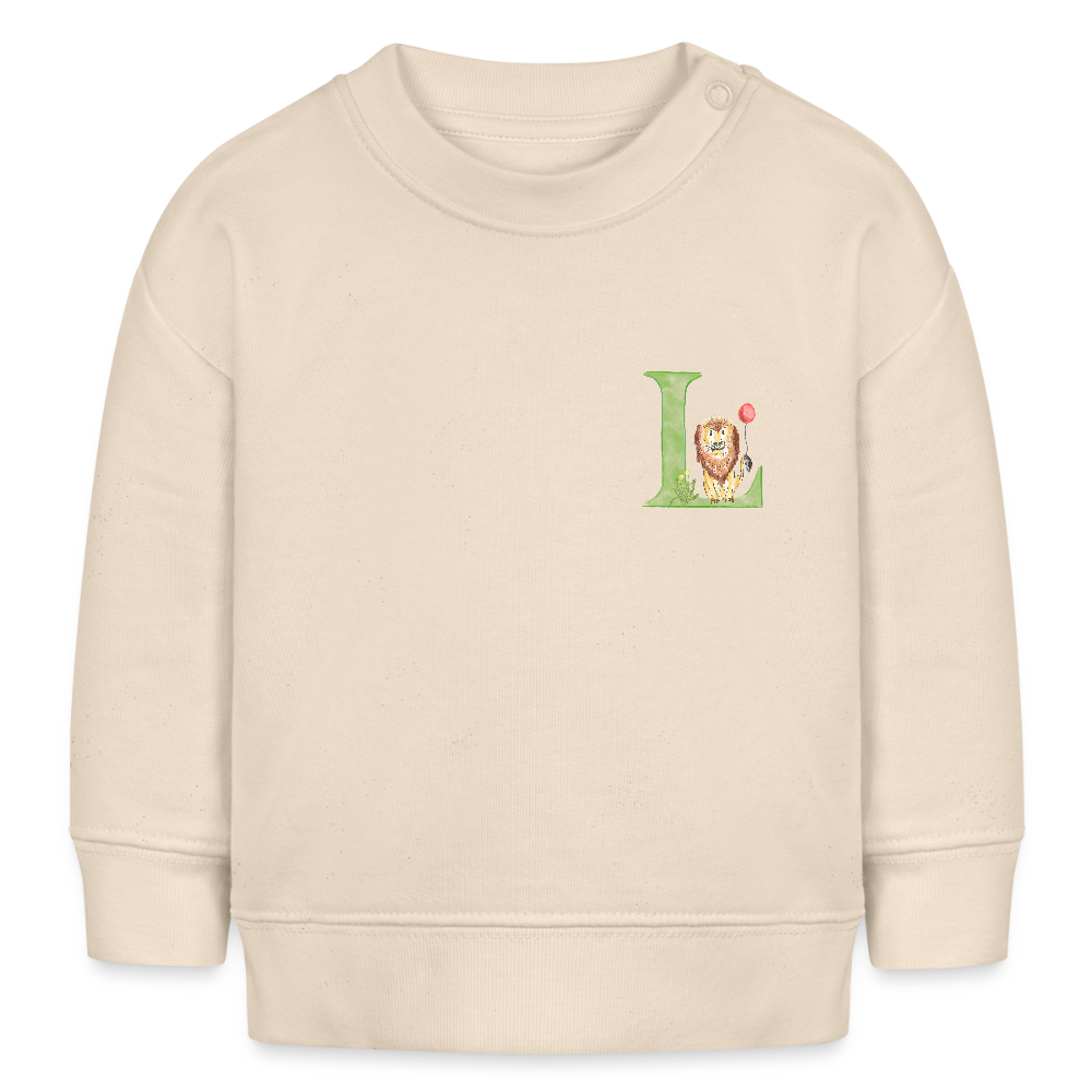 Baby Sweatshirt personalisiert – Bio-Baumwolle Buchstabe "L" - Weißgrau