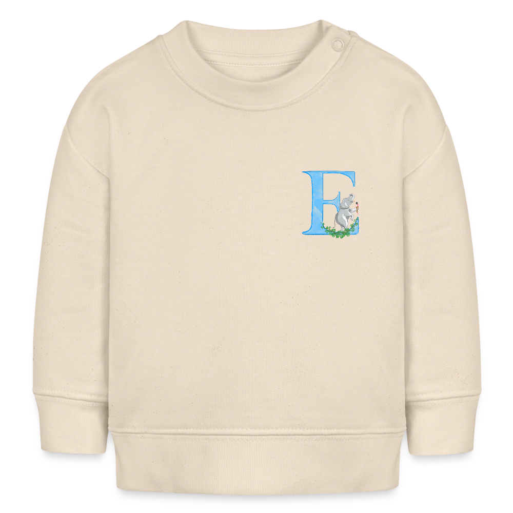 Baby Sweatshirt personalisiert – Bio-Baumwolle Buchstabe "E" - Weißgrau